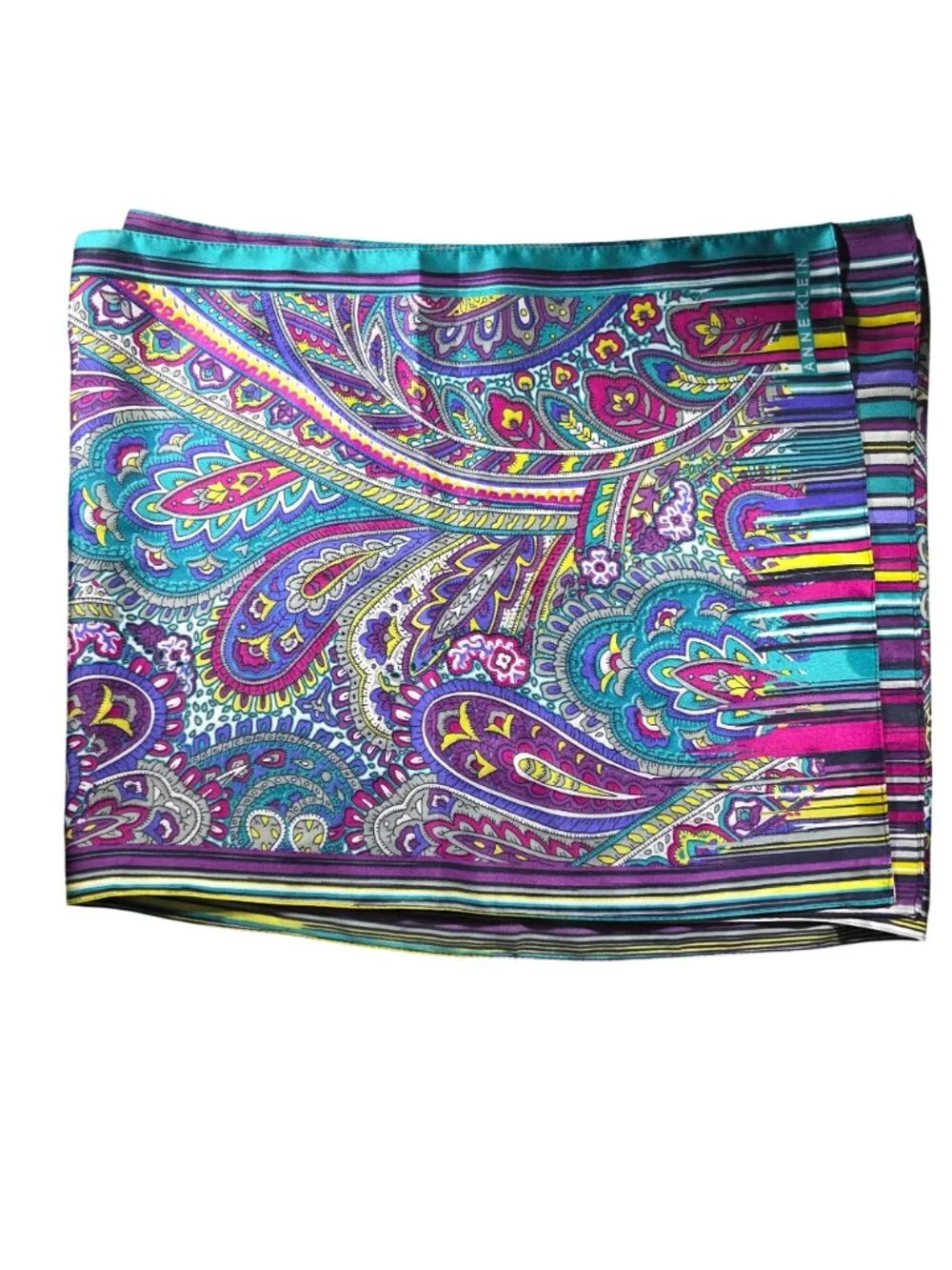 Scarf paisley boho Anne Klein Womens Striped Scarf purple teal yellow statement